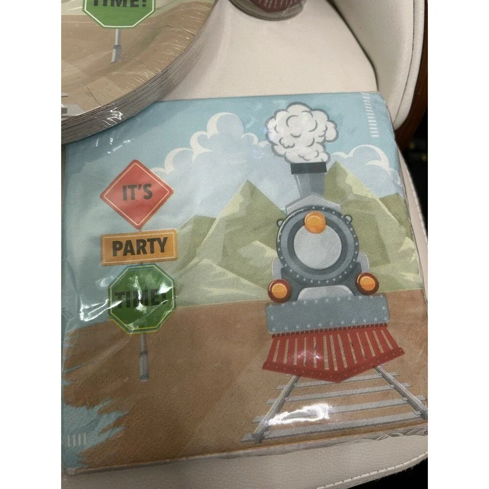 Hudson Train Party Supply Kit for 24 Guests w/ Plates, Cups & Napkins